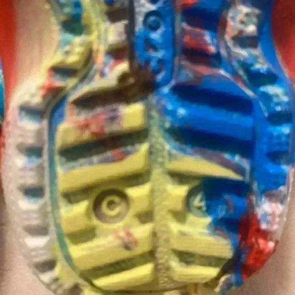 Crocs classic lined marbled toddler clogs colors are blue red yellow white 4C - Picture 6 of 9